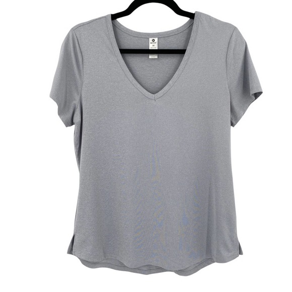NEW 90 Degree by Reflex Heather Grey Short Sleeve V Neck Workout Tee - Picture 8 of 8